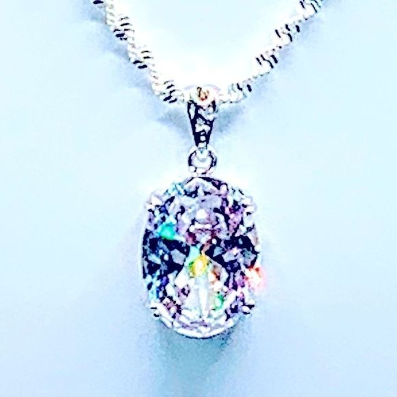 NEW! SPARKLING AUSTRIAN EMERALD CUT OVAL WHITE AUSTRIAN CRYSTAL - 925 SILVER - Picture 13 of 15